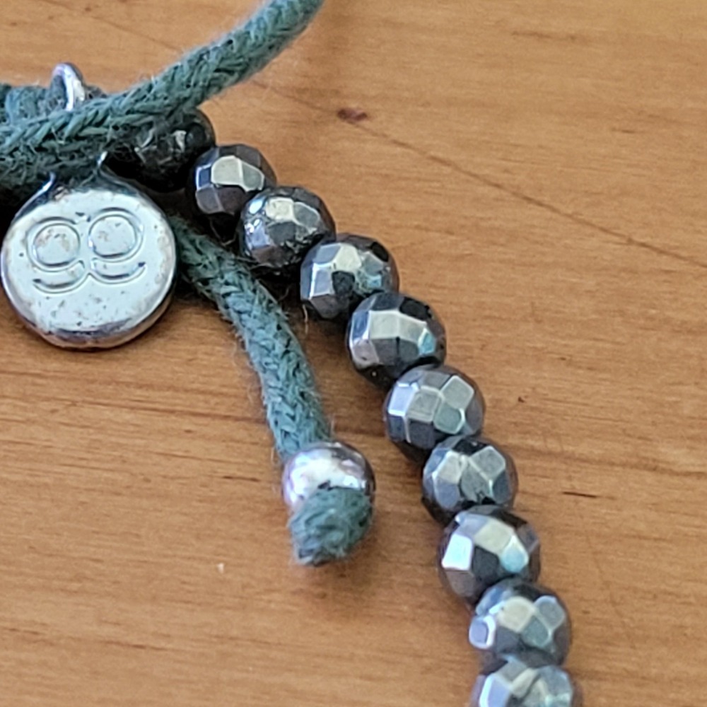 GORJANA Power Gemstone Pyrite Bracelet Strength Adjustable Cord Silver Tone